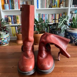 Frye Motorcycle Boots Red/Brown 7